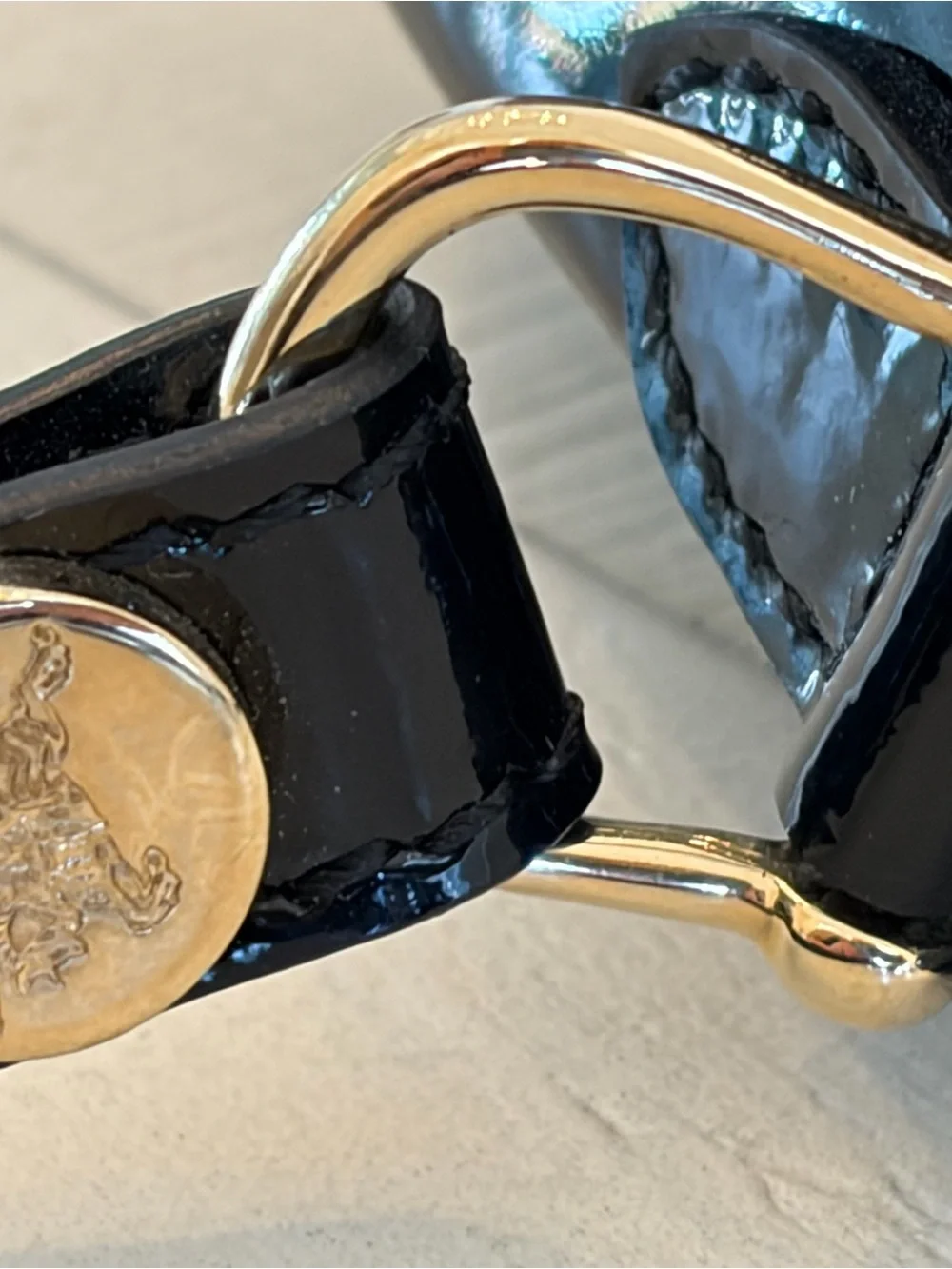 Burberry Black Patent Quilted Crossbody Bag with Gold Hardware